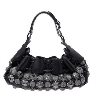 Burberry Prorsum Black Leather Studded Mason Warrior Hobo